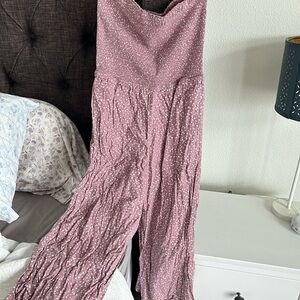 O'Neill Mauve Pink Polka Dot Strapless Jumpsuit